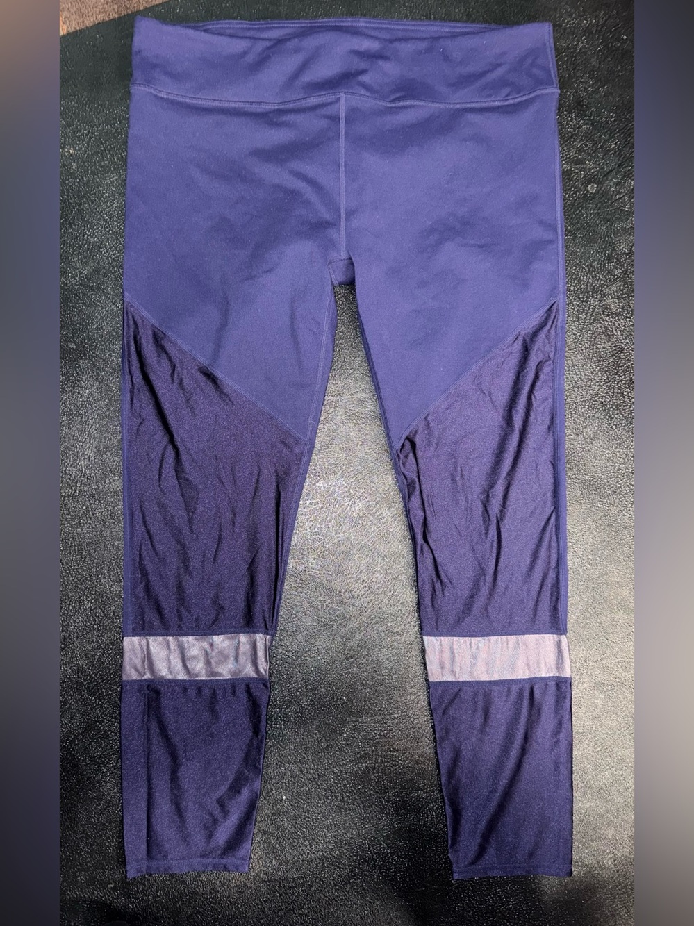 Fabletics Purple Mesh Panel Leggings Gymcore Metallic Size XXL